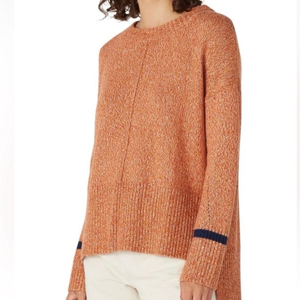 Charli orange with navy strip sleeves